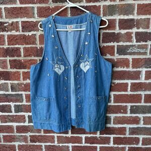 Vintage Cactus California Studded Denim Vest Size Large